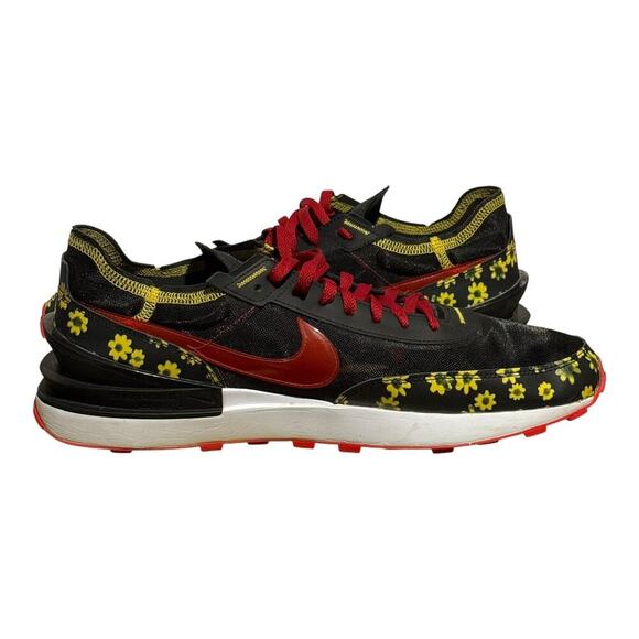 Nike Waffle One Floral Black Red Yellow Sneakers Men's 15 DQ7676-001 Running - Picture 7 of 8
